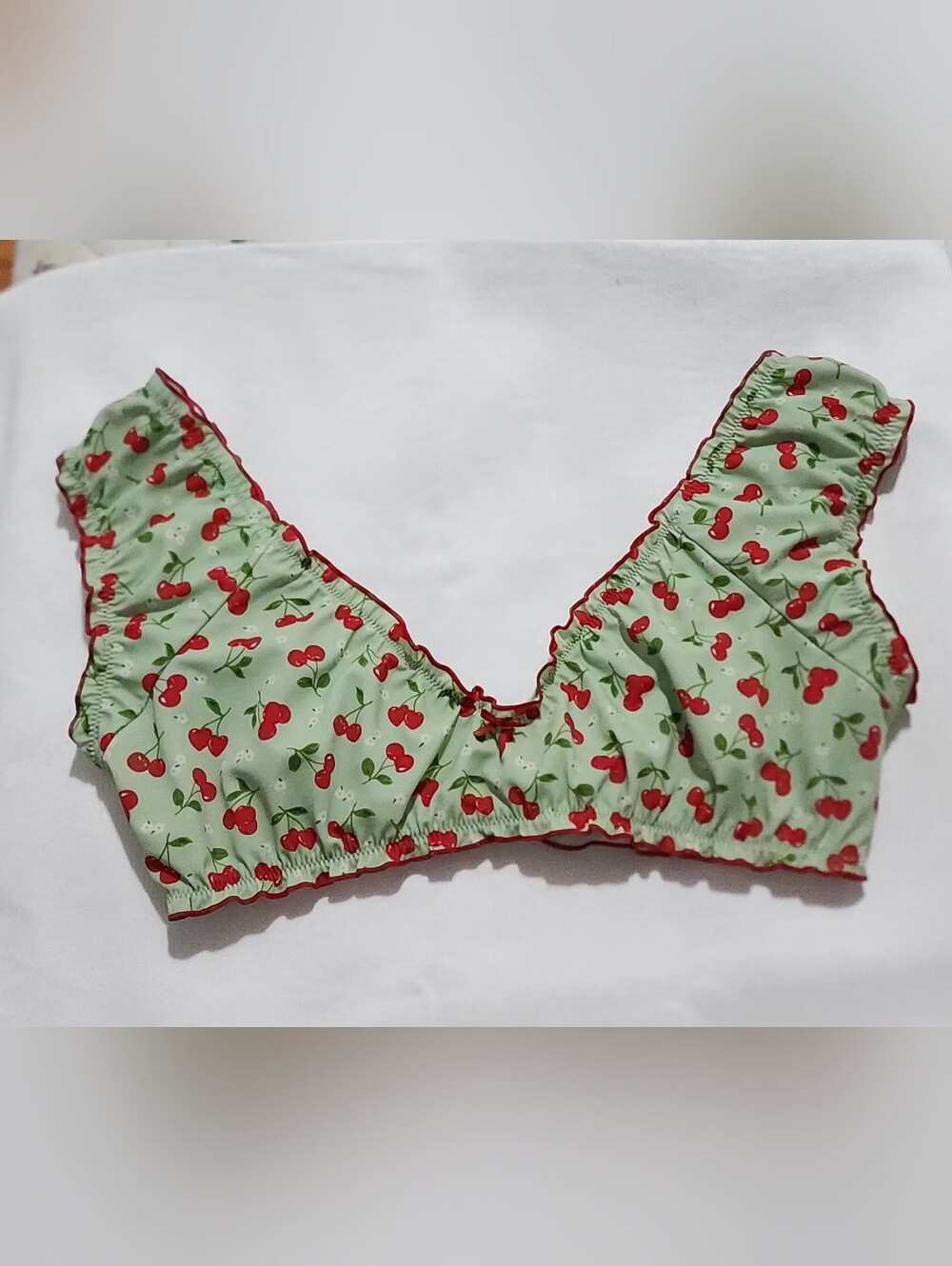 PINK Victoria's Secret Mint Green Cherry Ruffle Bralette